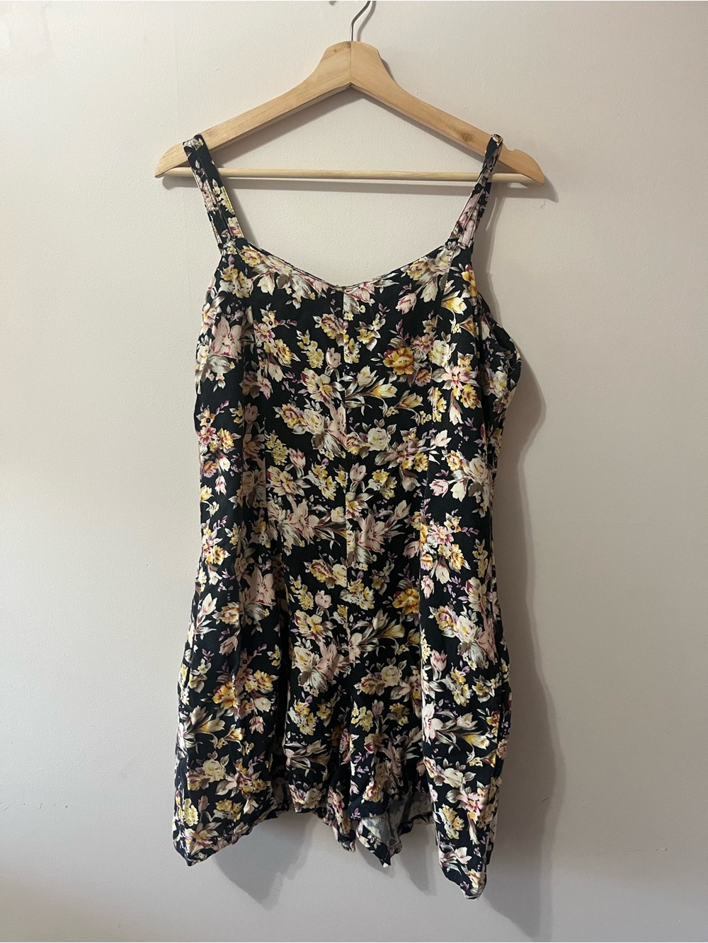 Floral Cami Romper with Pink and Yellow Flowers
